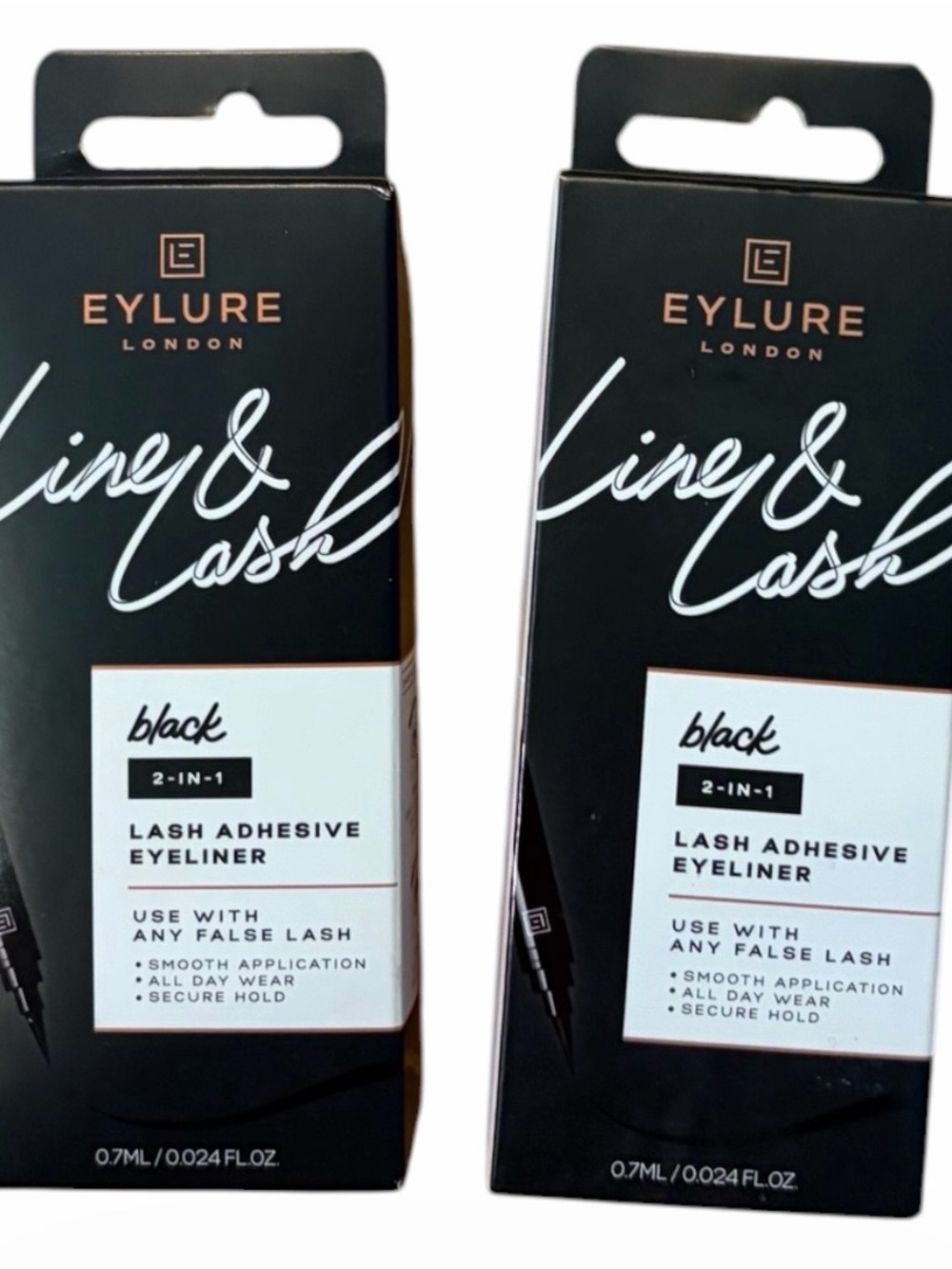 2-Pack Eylure London Black Lash Adhesive Eyeliner 2-in-1 NIB